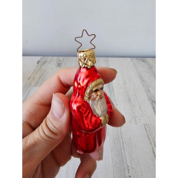 Vintage inge glas father Xmas Santa glitter gold mini ornament red Xmas tree - Picture 7 of 8